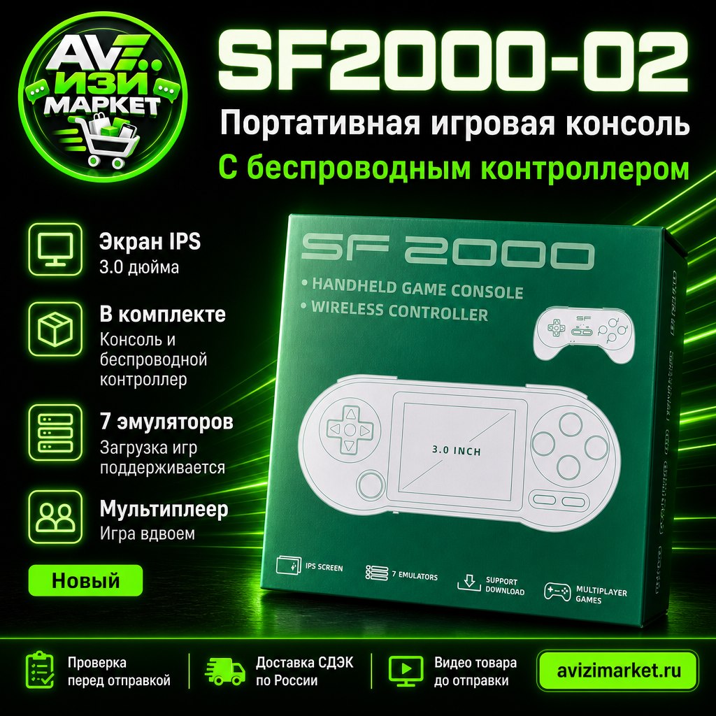 🎮 SF2000 — портативная игровая консоль с беспроводным контроллером