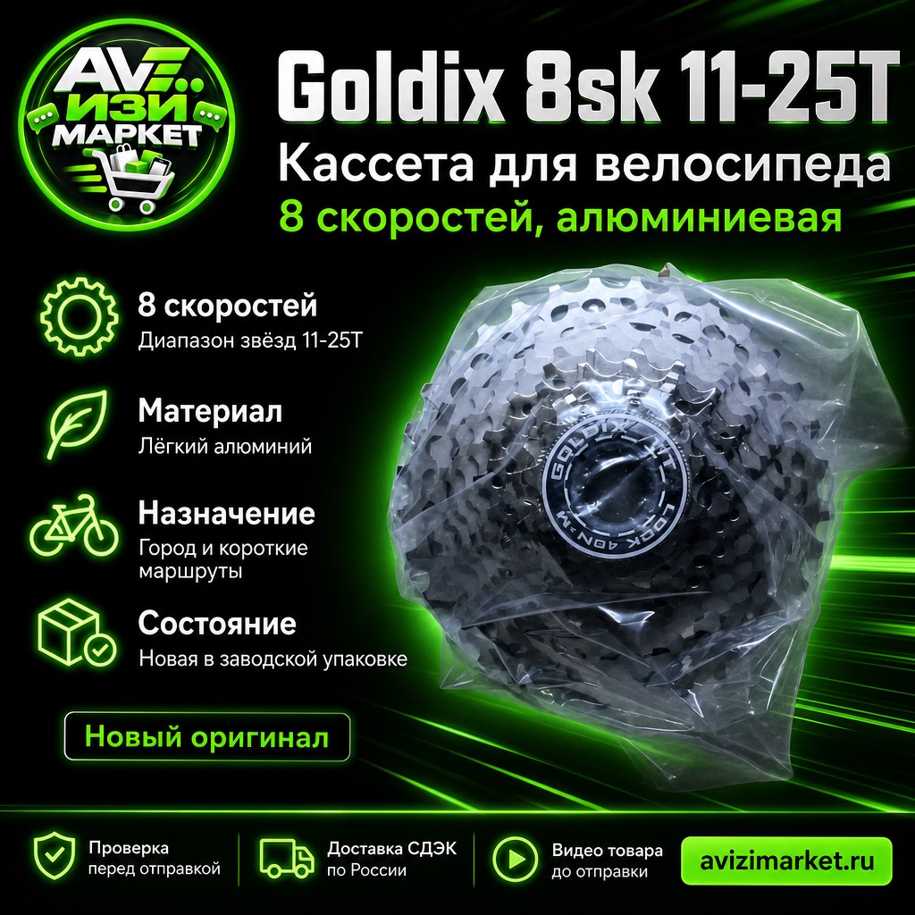 Goldix — кассета для велосипеда, 8 скоростей, 11-25T